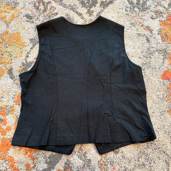 VTG NEW FRONTIER Studded Linen Blend Vest Size 1X Western Indie Hipster Casual - Picture 9 of 9
